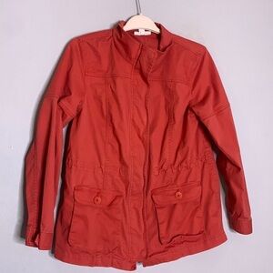 Coldwater creek mandarin orange cargo elastic waist adjustable zip up jacket 10